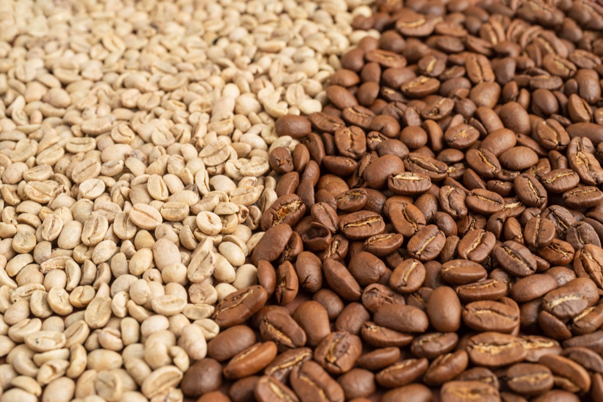 Green coffee samples and price trend chart