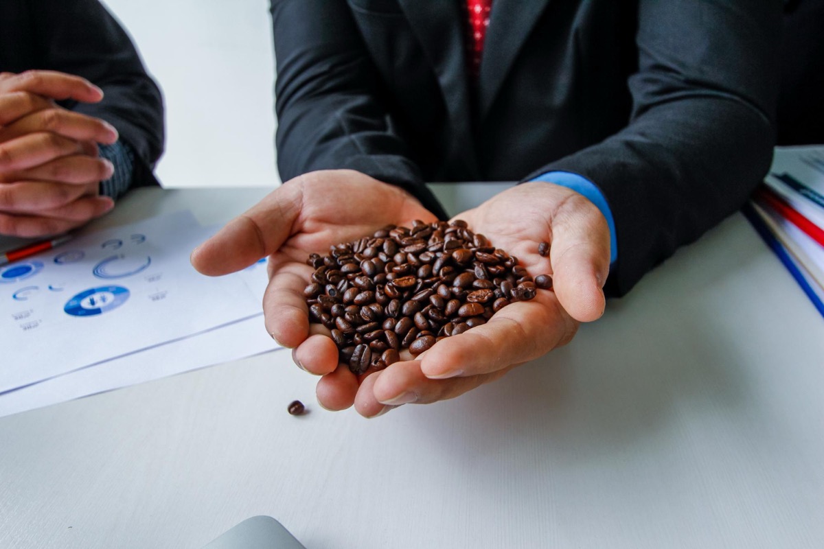 Organic, Fair Trade, and Rainforest Alliance symbols for coffee