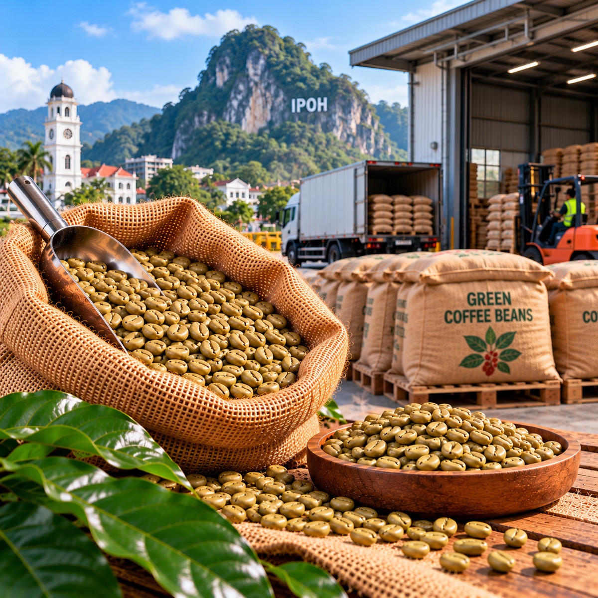 Green coffee beans for white coffee makers and kopitiams in Ipoh and Perak