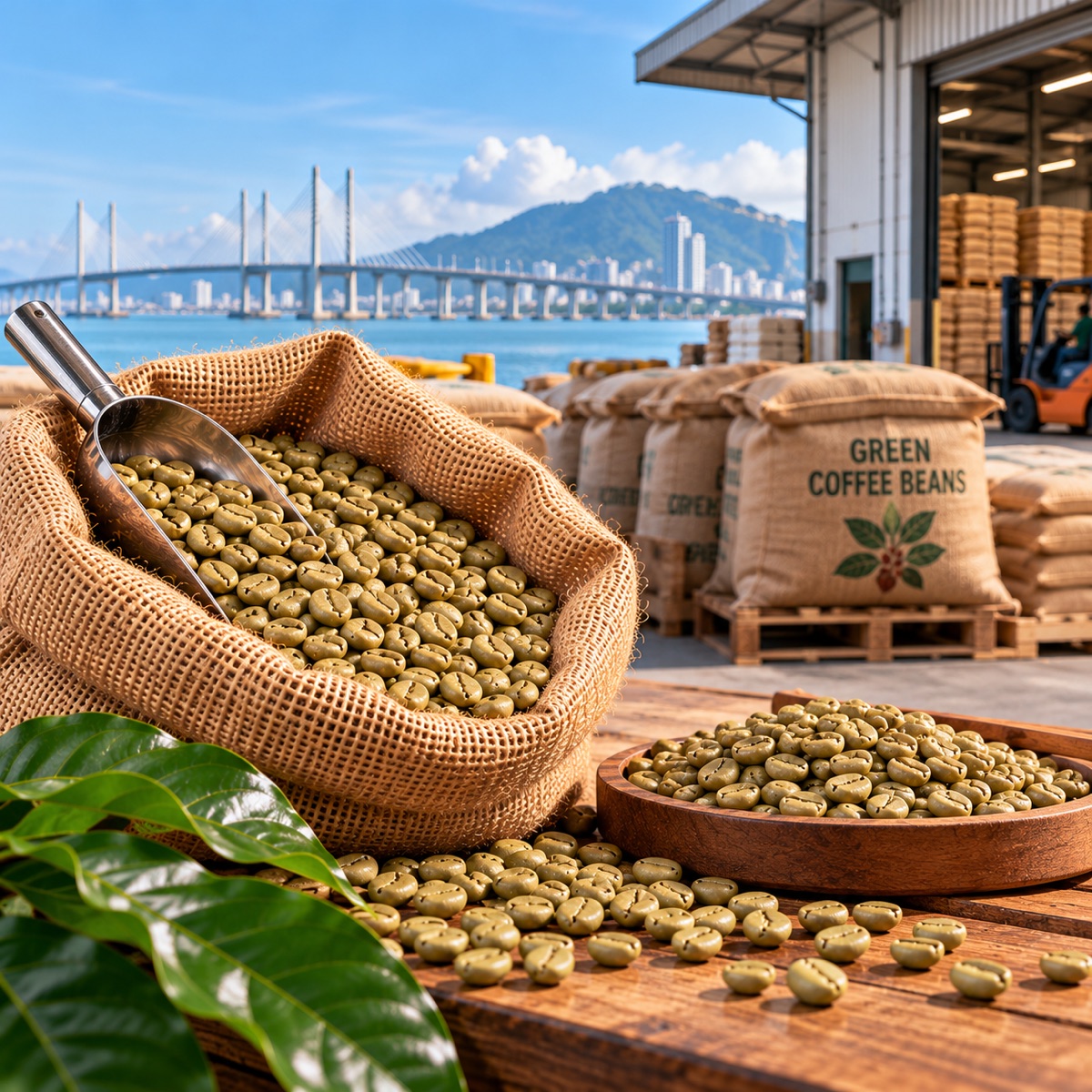 Green coffee beans for roasters and cafés in Penang