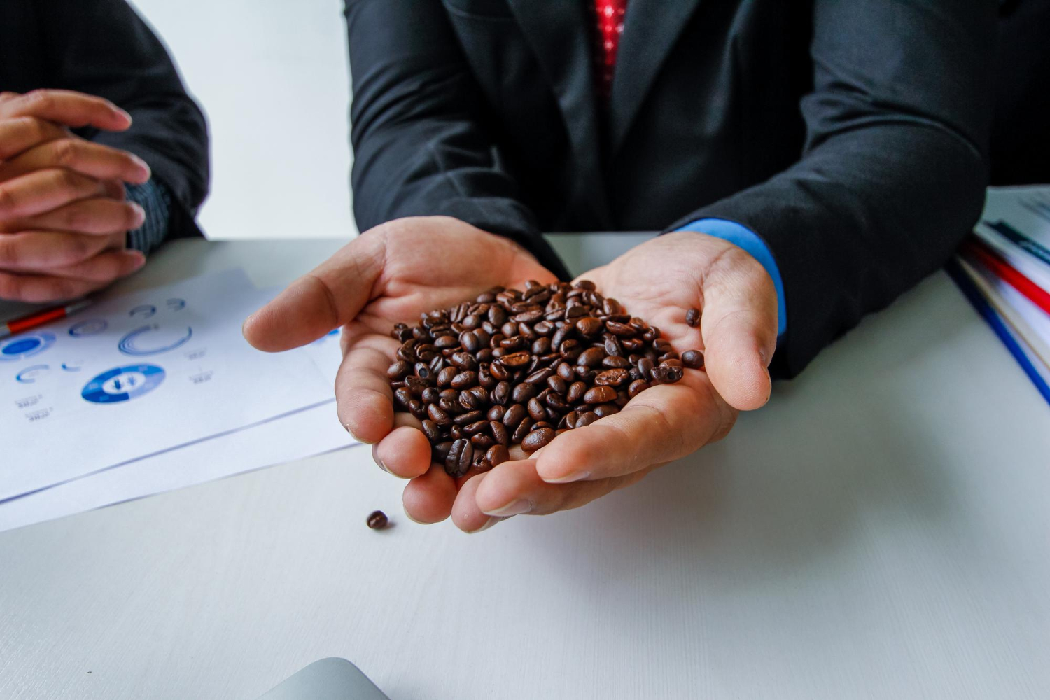 Organic, Fair Trade, and Rainforest Alliance symbols for coffee